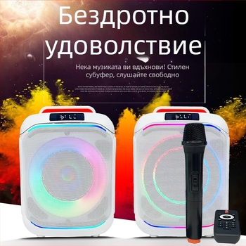 Безжичен караоке микрофон с Bluetooth високоговорител – двойни 40W говорители, обхват до 10 м, вградена батерия 2000–4000mAh, USB/SD/3.5 мм и Bluetooth, слот за карта
