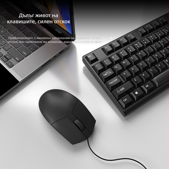 Комплект клавиатура и мишка, USB, 1000 DPI, ергономичен дизайн, водоустойчив, за лаптопи, домашна и офисна употреба