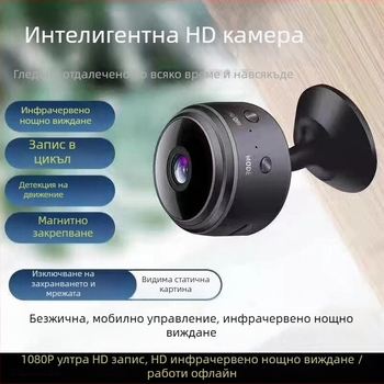 Домашна камера за наблюдение на домашни любимци с нощно виждане — CMOS, 1080P, дистанционно включване/изключване, PTZ и разпознаване на човешка фигура