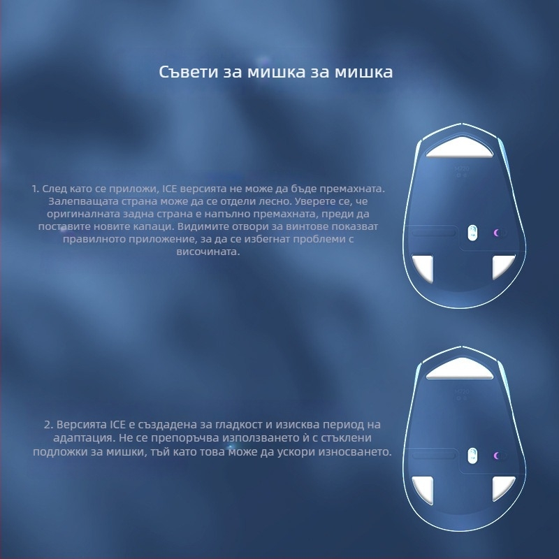 Стикер за крачетата на мишка Logitech M720 — Ice Edition, Arc Edge, Esports Гладко приплъзване, Изискано майсторство