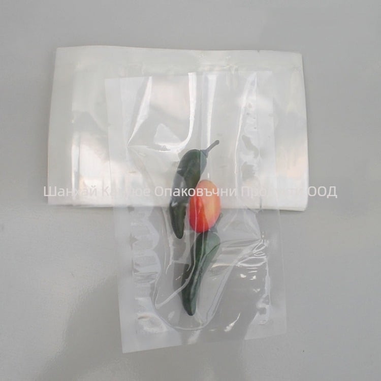 Хранителни вакуумни опаковъчни торбички – нейлонов композит, прозрачен и лъскав завършек, вакуумно запечатване с извличане на въздуха за запазване на свежестта