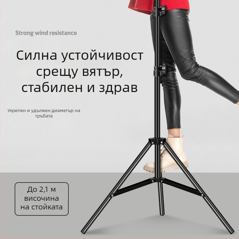 Телефонен штатив за мобилно излъчване с 3-секционна сферично-наклонна глава, настолен под, универсална съвместимост, товароподемност 2–5 кг