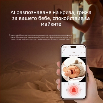 Безжична вътрешна PTZ камера за видеонаблюдение с двупосочно аудио, пан 355°, наклон 75°, хоризонтална скорост 70°/s, вертикална скорост 30°/s