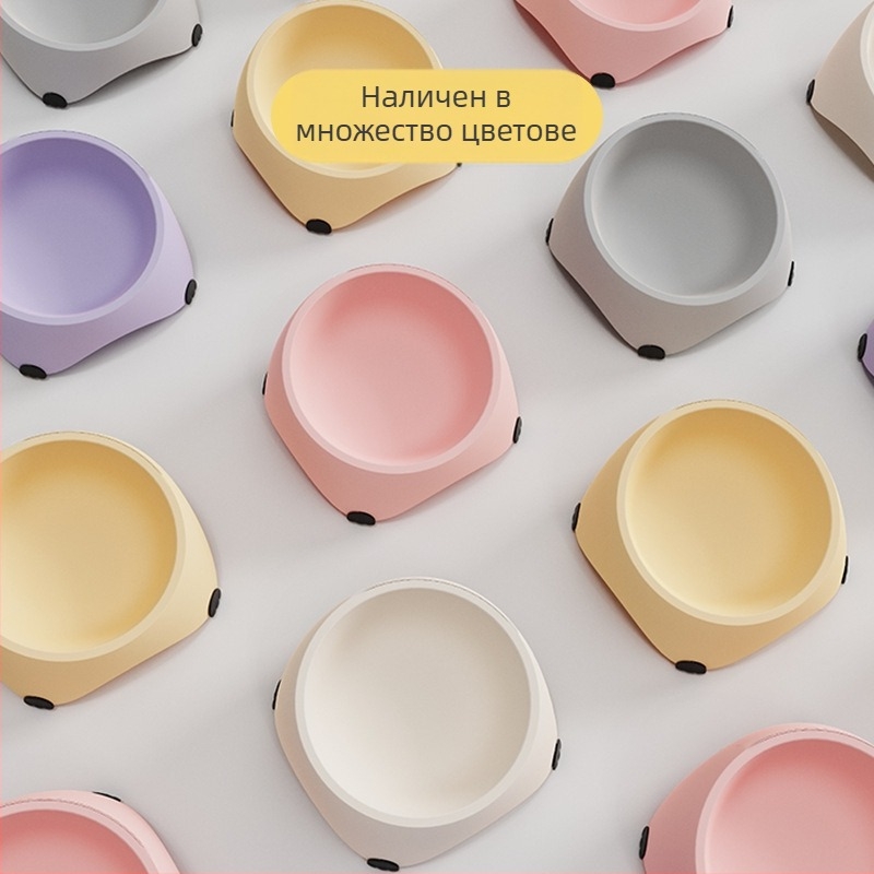 Хранителна купа за котки и кучета с наклонен ръб и против подхлъзване, материал PP+TPR+неръждаема стомана