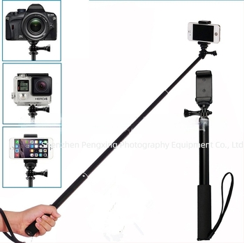 Селфи стик за GoPro и мобилен телефон — GP-1088, алуминиева сплав, 4 секции, максимална носимост до 2 кг