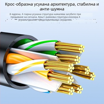 Cat6 мрежов кабел, RJ-45 конектор, медно-обкован алуминий, гигабитна скорост, усукано кабел, за рутер