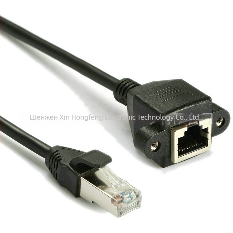 Cat6 RJ45 мъжки към женски удължителен кабел със уши и отвори за винтове, дължина 0,3–5 м, мед без кислород, гигабитов