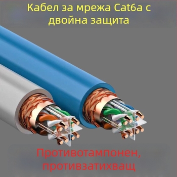 USB мрежов кабел Категория 6a с двойно екраниране (коаксиален кабел, USB интерфейс, Категория 6a)
