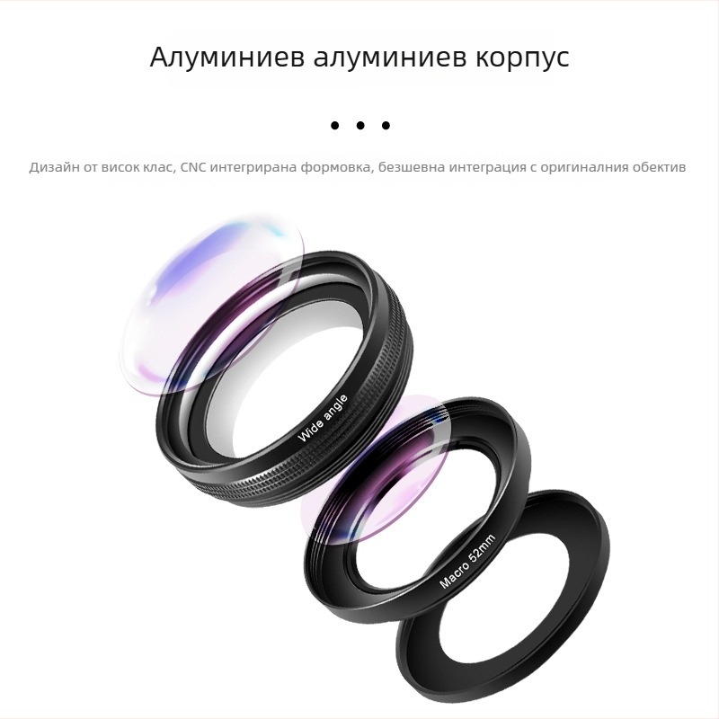 2-в-1 широкоъгълен макро обектив за Sony ZV1/RX100M7 и Canon G7X серия с 18 мм фокусно разстояние, 0,75x широкоъгълност, 58 мм филтър, байонет Sony