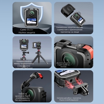 DJI Osmo 360 Панорамна камера — метална защитна клетка и рамка с капак за обектив