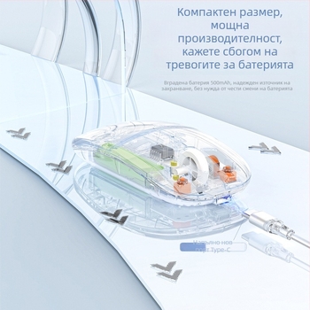 Bluetooth офис мишка с двоен режим, 3 бутона, DPI 800–1600, оптичен фотоелектричен сензор, Plug-and-Play