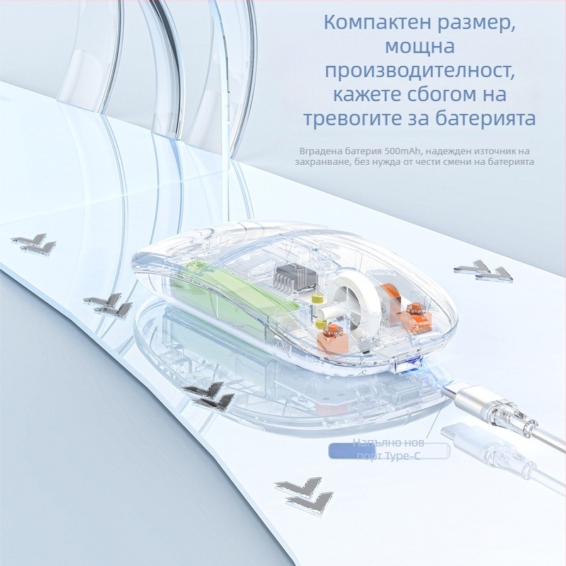 Bluetooth офис мишка с двоен режим, 3 бутона, DPI 800–1600, оптичен фотоелектричен сензор, Plug-and-Play