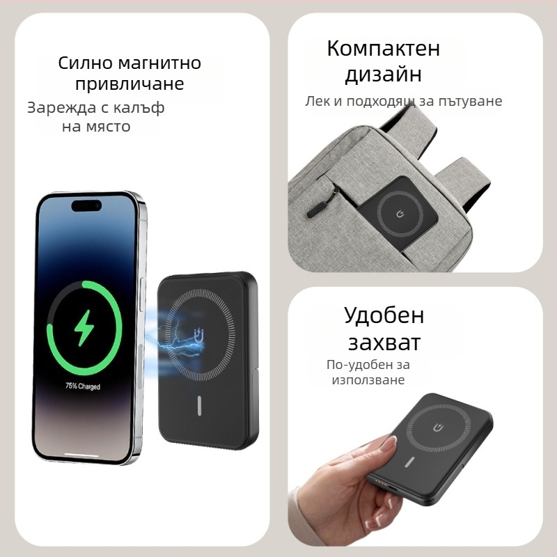 Магнитно зарядно устройство три в едно с безжично зареждане и държач за телефон — 15W изход, 22W обща мощност, PD бързо зареждане