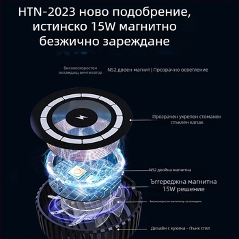 Магнитно безжично зарядно за iPhone 12–17, Qi2, 15W бързо зареждане, QC3.0, пънк стил