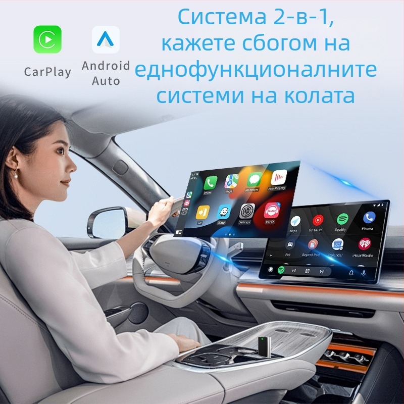 CarPlay безжичен автомобилен адаптер – модел B17P, двуядрен процесор, Android OS, USB интерфейс, корпус от авиационен алуминий
