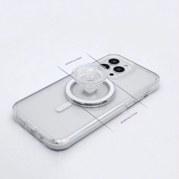 Държач за телефон за бюро с прозрачна магнитна база, въртящ се и телескопичен, универсален