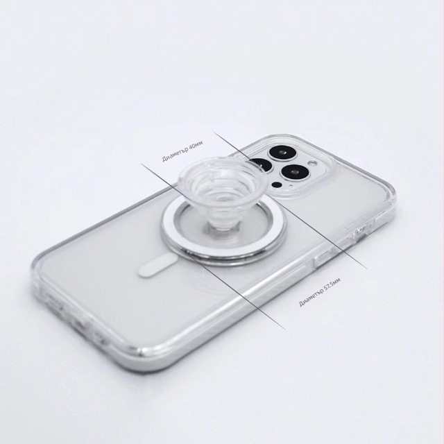 Държач за телефон за бюро с прозрачна магнитна база, въртящ се и телескопичен, универсален