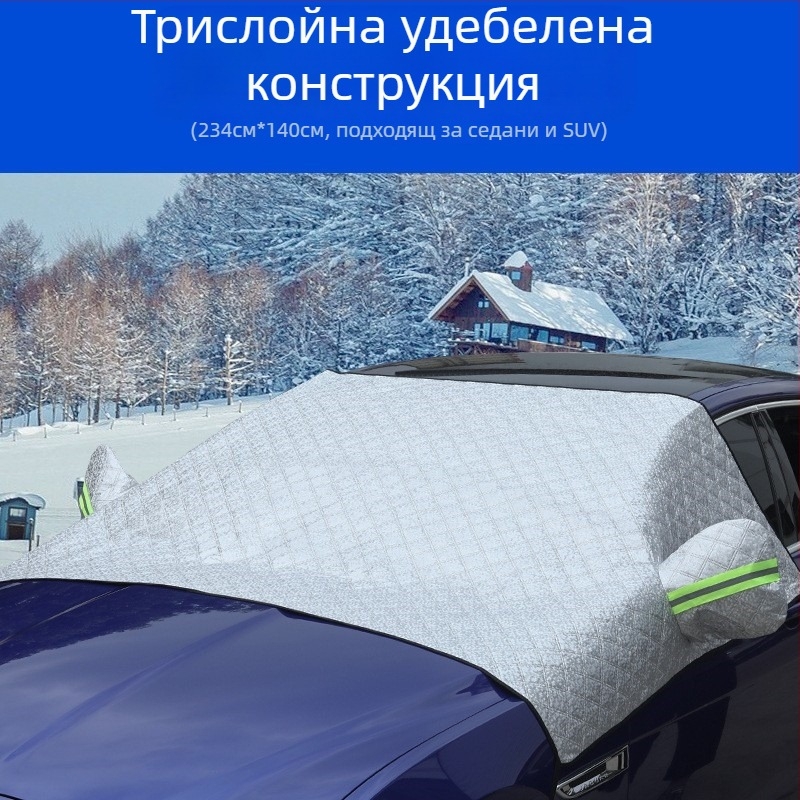 Покривало за предното стъкло на колата – алуминиево фолио, монтаж със snap-in, мрежест модел, семпъл стил