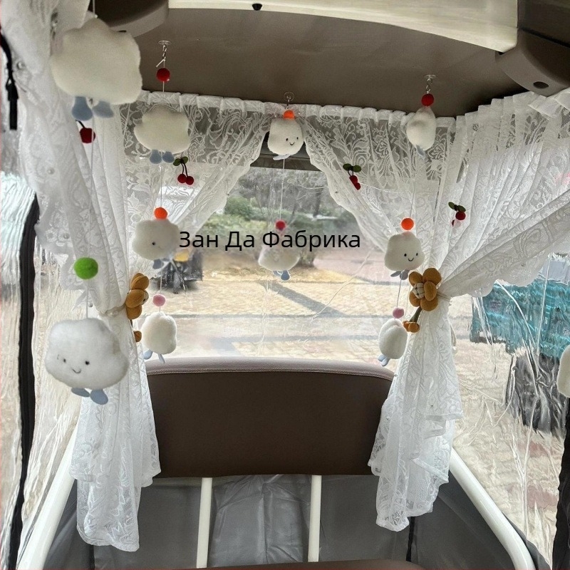 Слънцезащитна завеса за електрическа четириколесна триколка Haibao, монтаж с вакуумни щипки, нетъкан текстил, рефлексивен тип, ламелна висяща конструкция