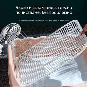 Кучешки тоалет с висока ограда и голяма мрежеста тава