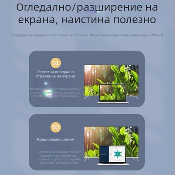HDMI към VGA адаптер ZX083, високопроизводителен чип, 1.8 m кабел, HDMI вход