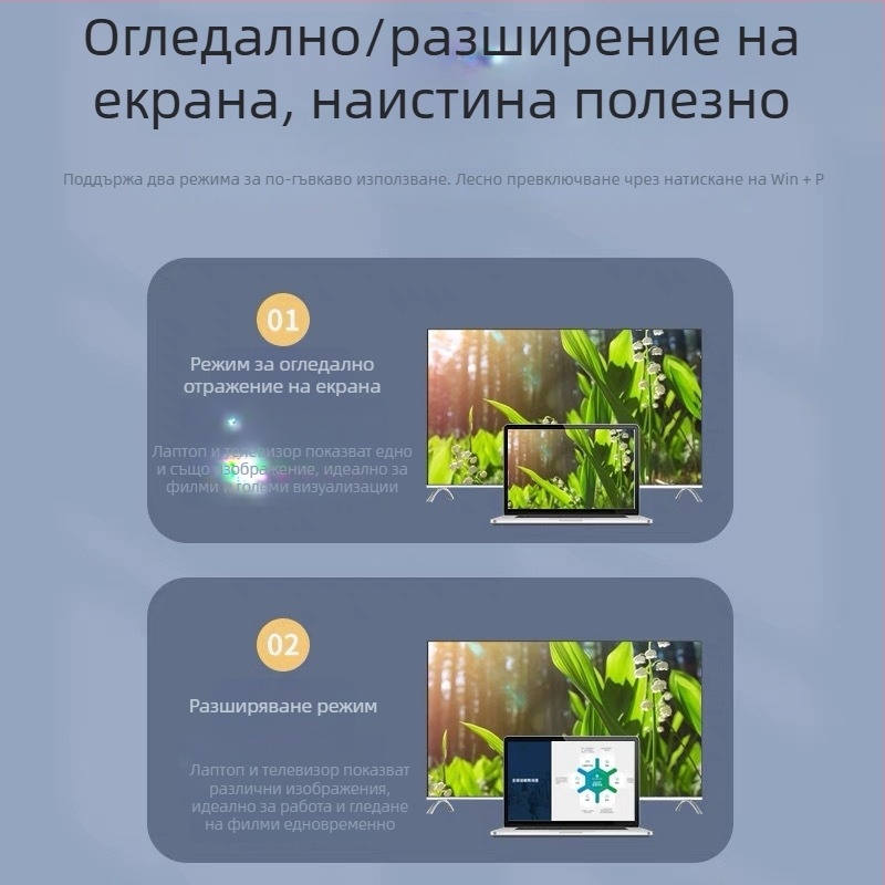 HDMI към VGA адаптер ZX083, високопроизводителен чип, 1.8 m кабел, HDMI вход