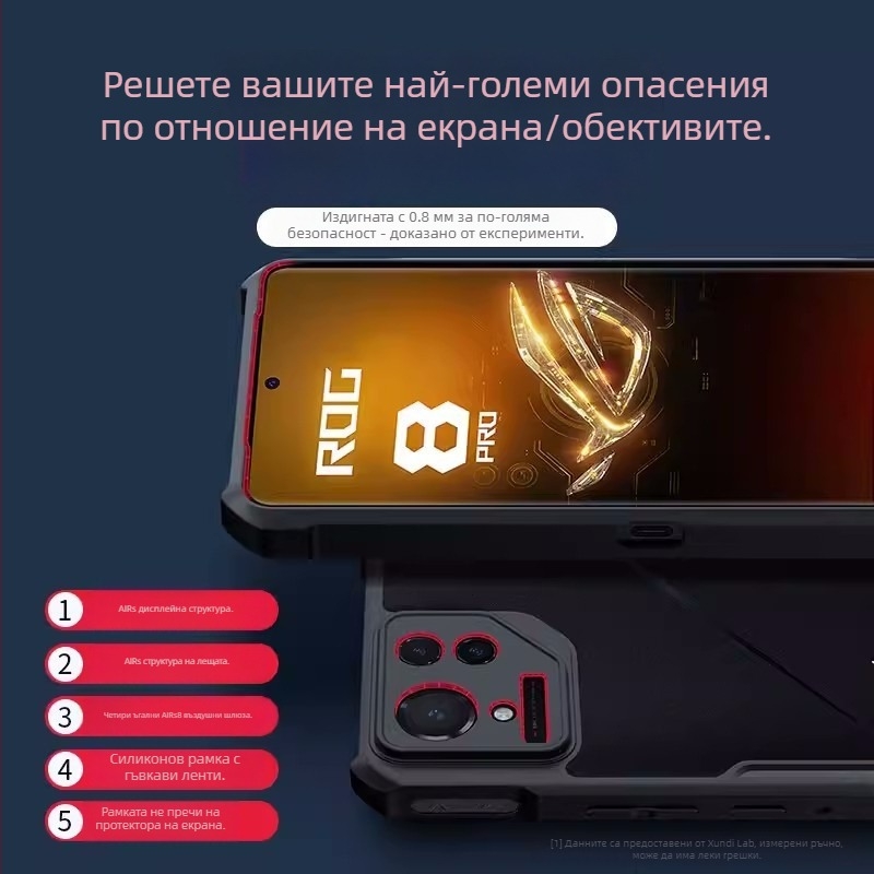 Калъф за телефон ASUS ROG9PRO — TPU+PC, инжекционно формован, удароустойчив, против падане