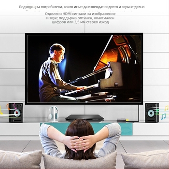 HDMI аудио разделител и адаптер HA-420, 4K @30Hz, съвместим с Windows 7, поддържа capture карта