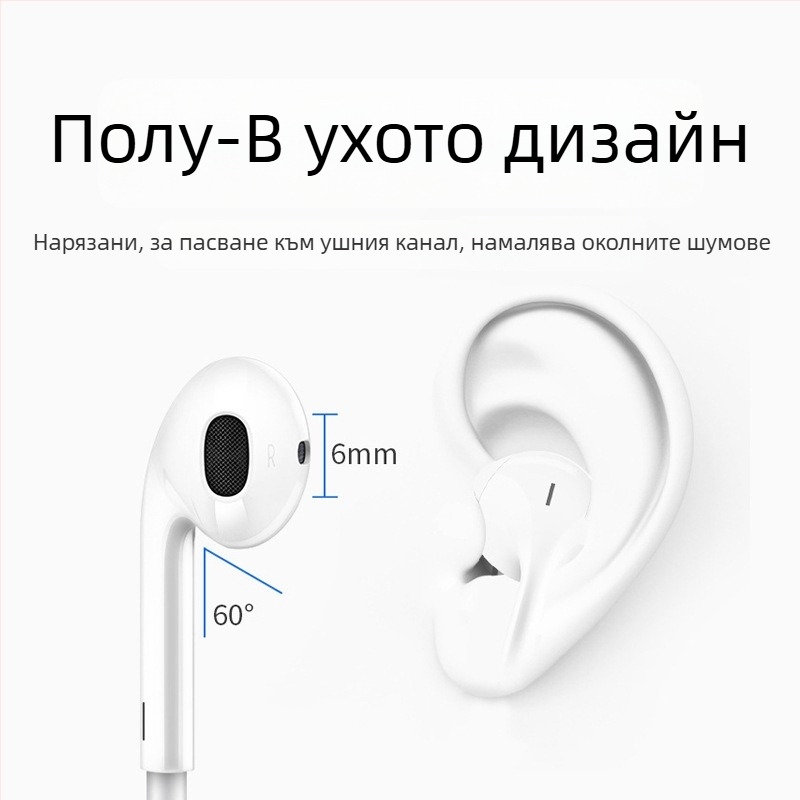 Type-C In-Ear жични слушалки с inline контрол, движещ се намотков драйвер, 1,2 м кабел, Android-съвместими