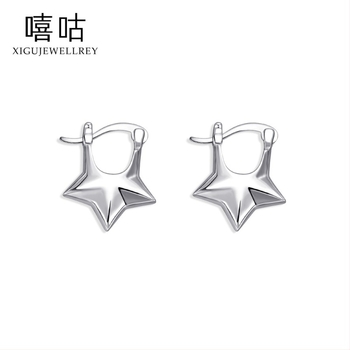 Овеци - 925 сребро, триизмерна звезда с пет точки за ухо, електроплатирани, за жени, пролет 2024