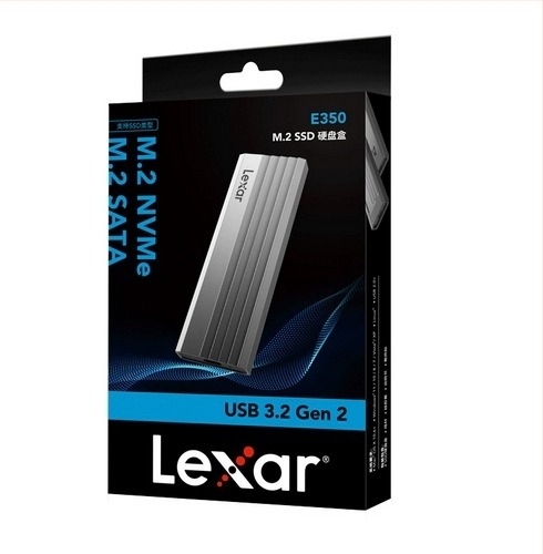 Lexa E350 външен корпус за M.2 NVMe/SATA с двойен протокол — 10 Gbps пренос, алуминиев сплав