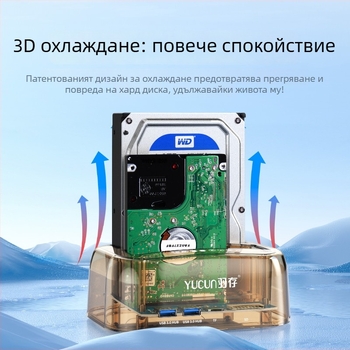 Кутия за твърд диск YC-3328 за дискове 2.5/3.5 инча, USB 3.0, до 20 TB