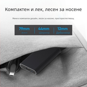 Външен корпус за mSATA SSD Lanshuo M3T, Type-C към USB 3.1, алуминиева сплав, поддържа до 2TB, 6 Gbps