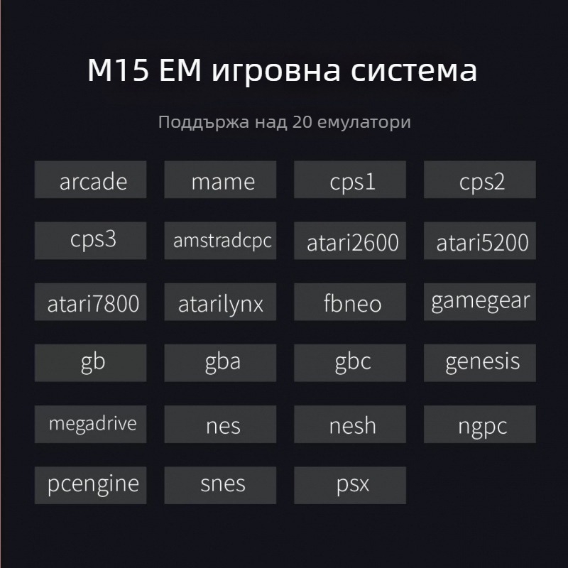 M15 игрова конзола — 64GB памет, Linux операционна система, безжична връзка, MP3 плеър, PS3 съвместима, Издание 2024