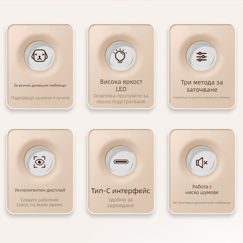 Клипсери за нокти за домашни любимци с LED светлина за котки и кучета, файл за нокти и полиране