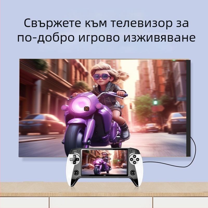 X9 портативна игрова конзола със 8 емулатори, 64/128GB памет, безжично свързване, 3,5 мм аудио жак, 720p изход
