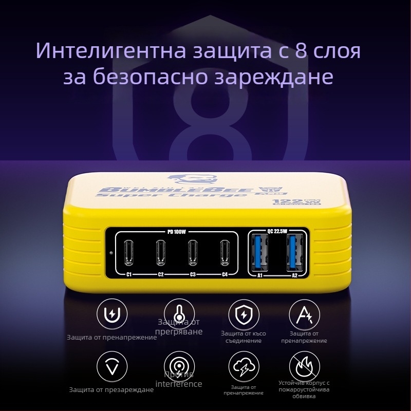 Ou Zheng Ozq4 6-портова USB станция за бързо зареждане с LED индикатори за Apple и Android телефони