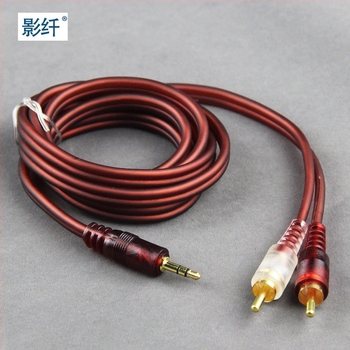 3,5 мм към 2x RCA аудио Y-кабел, златно покритие, медни OFC проводници