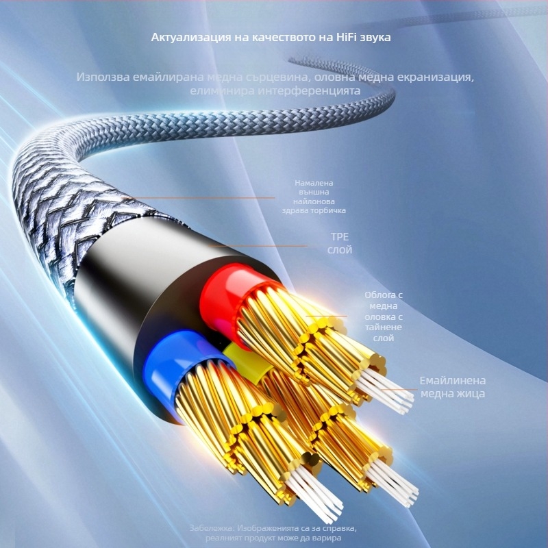 Sunkandi Av107 аудио кабел, коаксиален, женски към 2× RCA, златно покритие на конекторите, мед безкислородни проводници