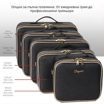 Beyony преносим несесер за козметика с голям капацитет за медицинска красота и тату художници – PU материал, цип за отваряне, унисекс, модерен урбан стил