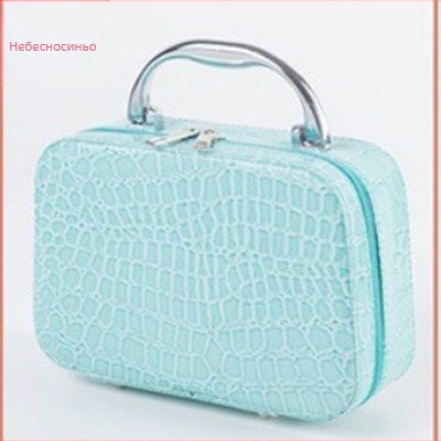 Козметичен несесер със огледало, каменна шарка, квадратен организатор за грим, PU кожа, найлонова подплата, ръчна изработка