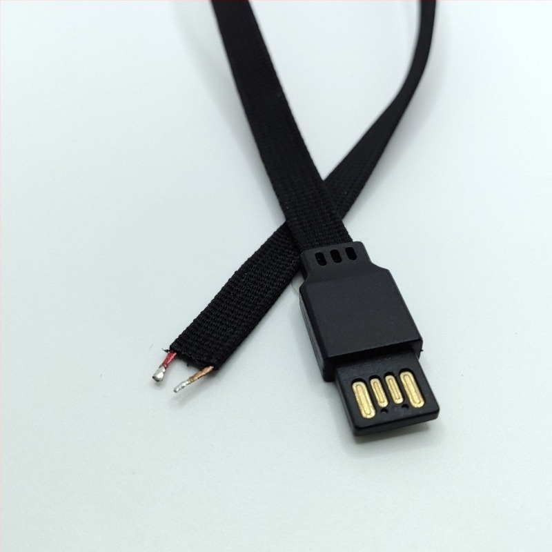 Двустран USB захранващ кабел с набразден нейлон за отопляващо облекло и физиотерапевтични устройства (OEM, 2023)