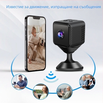Вътрешна безжична охранителна камера X2 с Wi-Fi, 1280x720 HD видео, 15fps, вграден микрофон, съхранение на SD карта