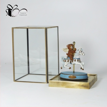 Urban Accessories Home Квадратна стъклена кутия с капак за мини пейзаж, ръчна изработка, мед и стъкло