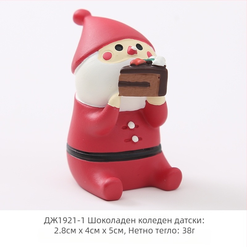 Настолен Дядо Коледа декор — ръчно изработена карикатурна фигура от синтетична смола, Top rhyme