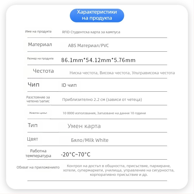 Студентска кампусна карта с SIM слот и RFID 13.56 MHz M1 - Antwei ATWE-99-0001-020