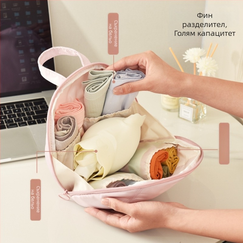 Чанта за съхранение на бельо, интимни дрехи и чорапи, 3-в-1 пътна организация, стил чанта за ръка, полиестер