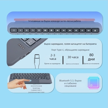 Bluetooth разделен магнитен кейс за клавиатура с отделяем кожен капак за iPad Air и iPad Pro