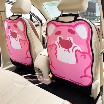 Banana Green Анти-ударна подложка за облегалката на автомобилното седло, карикатурен дизайн, PU кожа, подходяща за всички сезони