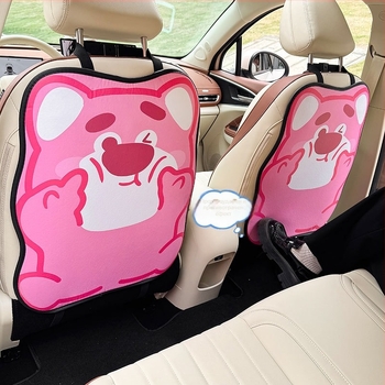 Banana Green Анти-ударна подложка за облегалката на автомобилното седло, карикатурен дизайн, PU кожа, подходяща за всички сезони